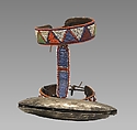 Lion Hunt Bell, Iron, glass beads, leather., Maasai