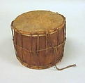 Drum, Wood, hide, fiber, probably Peruvian