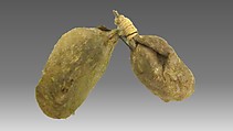 Rattle, Cocoon, glass, cord, wood, Native American (Klamath - Lutuamian)