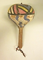 Rattle, Gourd, wood, pebbles or pellets, cloth, paint., Native American (Zuni)