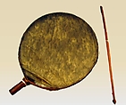 Frame Drum, Wood, rawhide, twine, Native American (Salishan)