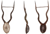 Lyre, Gourd, antelope horns, wood, skin, East African