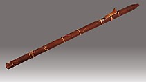 Tāhpeno (duct flute), Wood, metal (lead?), cord, Native American (Cheyenne or Arapaho)