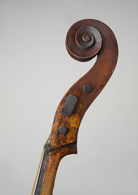 Detail of a carved scroll and pegbox