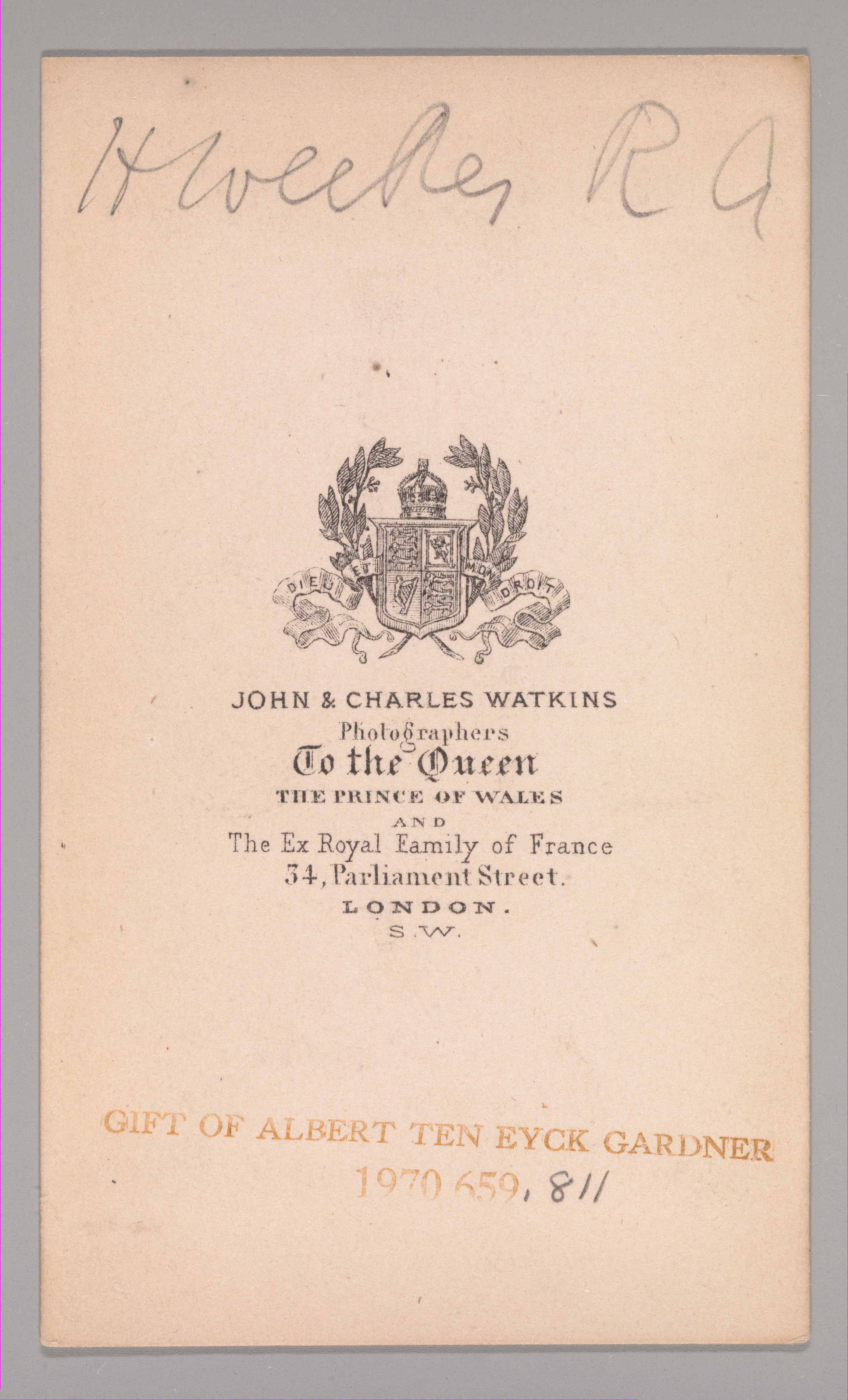 John and Charles Watkins | [Henry Weekes] | The Metropolitan Museum of Art