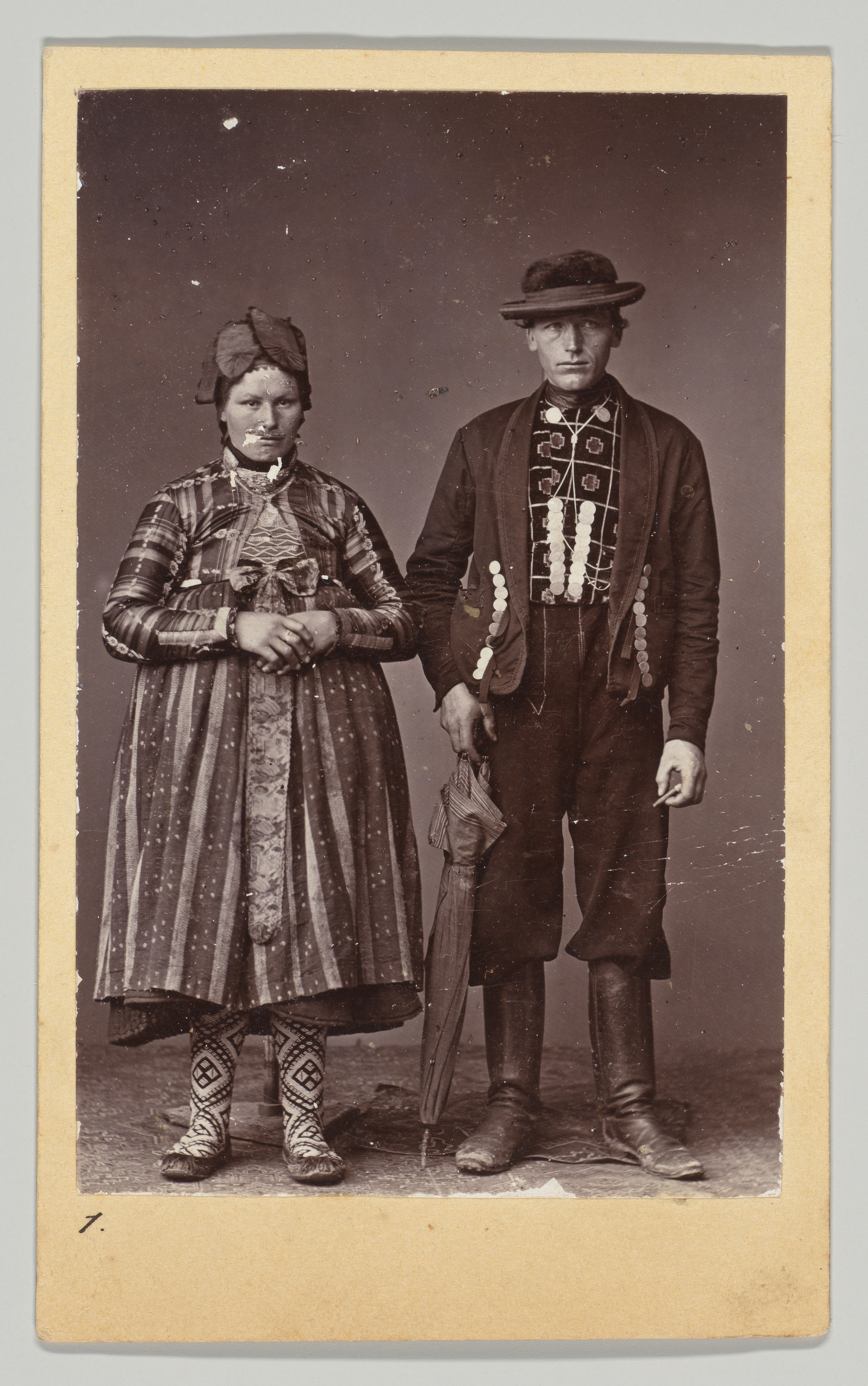 [Woman and Man in Regional Dress, Seen From Front and Back]