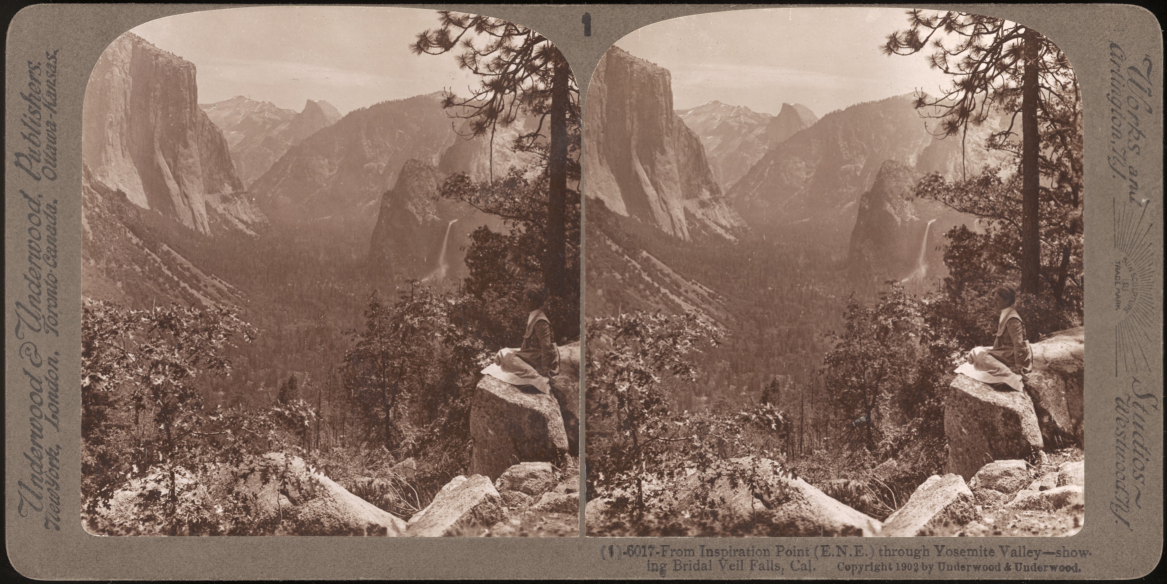 YOSEMITE CA From 600/1200 Card Set Keystone Stereoview of HALF DOME & VALLEY 
