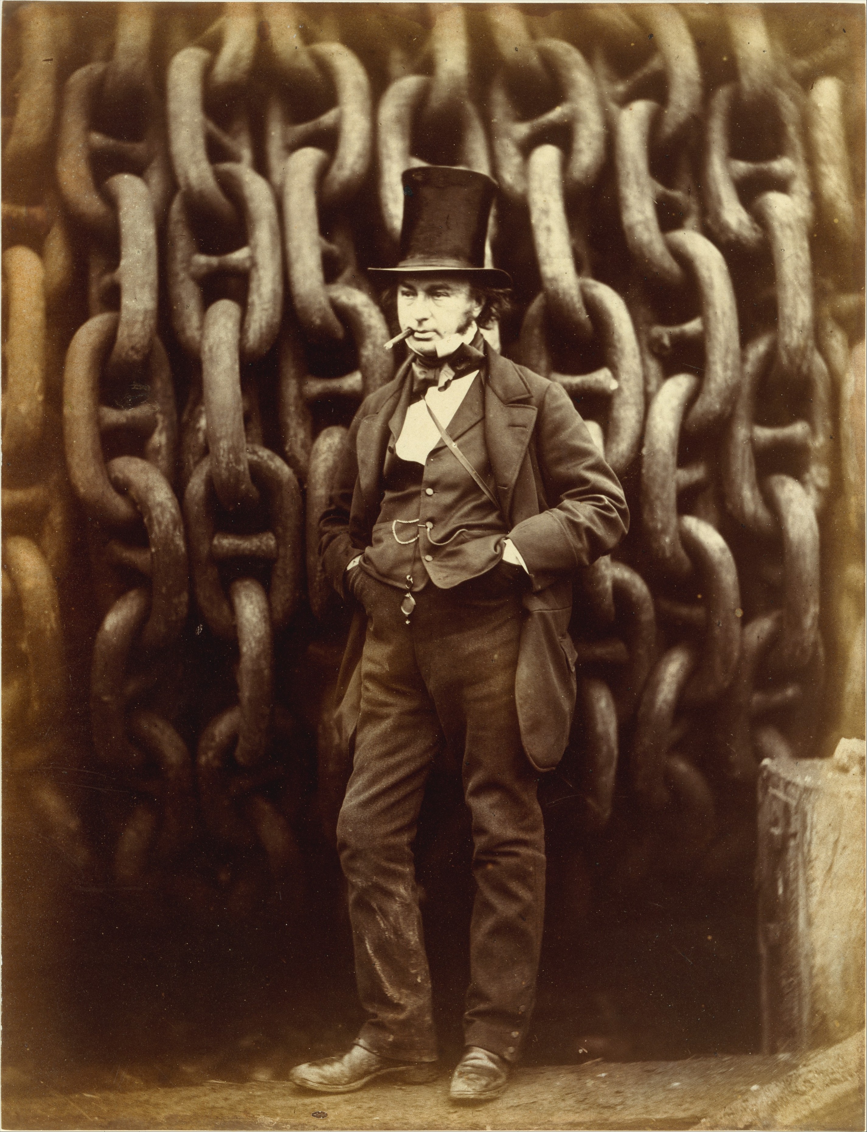 Robert Howlett | [Isambard Kingdom Brunel Standing Before the Launching  Chains of the Great Eastern] | The Metropolitan Museum of Art