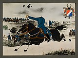 [Headless Cavalry Soldier Charging with Sword Drawn], Unknown, Gelatin silver print with applied color