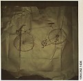 [Walker Evans's Drawing of Bicycle on Grocery Bag], Walker Evans  American, Instant internal dye diffusion transfer print (Polaroid SX-70)