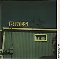 [Sign: "Bikes" and Bicycle on Roof], Walker Evans  American, Instant internal dye diffusion transfer print (Polaroid SX-70)