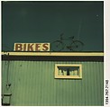 [Sign: "Bikes" and Bicycle on Roof], Walker Evans  American, Instant internal dye diffusion transfer print (Polaroid SX-70)