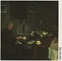 [Herbert Matter, John Hill, Alvin Eisenman, Norman Ives, Jerry Thompson in the Private Dining Room at Mory's, New Haven, Connecticut], Walker Evans  American, Instant internal dye diffusion transfer print (Polaroid SX-70)