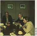 [Norman Ives, Inge Druckrey, and Jerry Thompson in the Private Dining Room at Mory's, New Haven, Connecticut], Walker Evans  American, Instant internal dye diffusion transfer print (Polaroid SX-70)