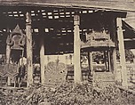 Tsagain Myo: Litters under a shed., Linnaeus Tripe (British, Devonport (Plymouth Dock) 1822–1902 Devonport), Albumen silver print from waxed(?) paper negative