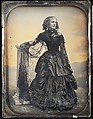 [Woman in Black Taffeta Dress and Lace Shawl], Southworth and Hawes (American, active 1843–1863), Daguerreotype with applied color