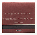 ["THIS TAKES THE CAKE" Matchbook produced for the Carnegie International 1991, Pittsburgh], Louise Lawler (American, born Bronxville, New York, 1947), Printed matchbook