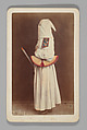 [Studio Portrait: Person Wearing White Robe and Face Covering Hood, Naples], Giorgio Conrad (Italian (born Switzerland), 1827–1889), Albumen silver print with applied color