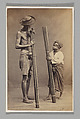 [Studio Portrait: Two Men each Holding Bamboo, Singapore], John Thomson (British, Edinburgh, Scotland 1837–1921 London), Albumen silver print