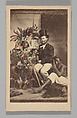 [Studio Portrait: Man Wearing Top Hat Seated with 2 Indigenous People], Unknown, Albumen silver print with applied color
