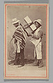 [Studio Portrait: Two Men, one with Box Tied to his Back, Lima], Eugenio Courret (Peruvian, 1841–1900), Albumen silver print