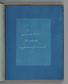 [Dedication Page 1], Anna Atkins  British, Cyanotype