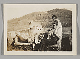 [Lucien Jacques, André Maury, and Georgette Maury Seated and Reclining on Stone Wall, Provence, France], Walker Evans  American, Gelatin silver print