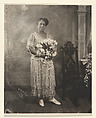 [Woman Wearing Dress with Sequins and Pearls in front of Painted Backdrop], James Van Der Zee  American, Gelatin silver print