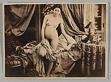 [Nude Standing by Bed], Auguste Belloc  French, Albumen silver print from glass negative