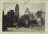 [New York Album: 9th Avenue Elevated Train Line, Battery Place Station with Municipal Building (1 Centre Street) in the Background, Berenice Abbott  American, Gelatin silver print