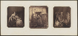 [Three Portraits in Original Exhibition Frame], Louis-Adolphe Humbert de Molard (French, Paris 1800–1874), Salted paper print