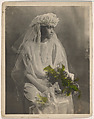 [Seated Bride Holding Spray of Ferns], James Van Der Zee  American, Gelatin silver print with applied color