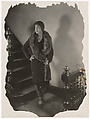 [Woman in Fur-Trimmed Coat on Staircase Landing], James Van Der Zee  American, Gelatin silver print