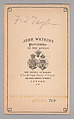 [Frederick Taylor], John and Charles Watkins (British, active 1867–71), Albumen silver print
