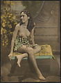 [Woman, Nude from Waist Up, Seated in Front of Painted Backdrop], James Van Der Zee  American, Gelatin silver print with applied color