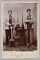 [Railroad Workers with Oil Cans and Coal Shovel], Ritchie Bros.  American, Collodion print