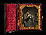 [Alfred Marshall Mayer with Chemistry Equipment], Unknown, daguerreotype with applied color