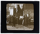 Aux Halles, Le marchand d'arlequins, Louis Vert French, Gelatin silver transparency on glass