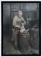 Pr. Grattage d'une tête de Cochon, Paul Géniaux French, Gelatin silver transparency on glass with applied color