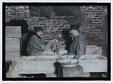 V. Compteur et Mireur d'oeufs aux Halles - Paris, Paul Géniaux French, Gelatin silver transparency on glass with applied color