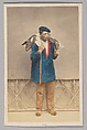 [Farmer with Pig], Michel Pacault  French, Albumen silver print from glass negative with applied color