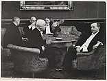[Five Gentlemen Conversing around Table], Erich Salomon  German, Gelatin silver print