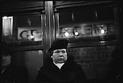 [Five 35mm Film Frames: Subway Passengers, Times Square Shuttle, New York City: Young Man in Billled Cap, Woman, Sailor Beneath Chesterfield Cigarette Advertisement], Walker Evans (American, St. Louis, Missouri 1903–1975 New Haven, Connecticut), Film negative