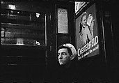 [Five 35mm Film Frames: Subway Passengers, Times Square Shuttle, New York City: Young Man in Billled Cap, Woman, Sailor Beneath Chesterfield Cigarette Advertisement], Walker Evans (American, St. Louis, Missouri 1903–1975 New Haven, Connecticut), Film negative