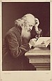 [Bearded Man with Magnifying Glass Examining a Manuscript], Antoine-Samuel Adam-Salomon  French, Albumen silver print from glass negative