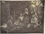 [Three Women,Two Men, and a Child on a Picnic], Franz Antoine  Austrian, Albumen silver print from glass negative