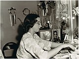 [Six Photographs for Fortune Portfolio "The Boom in Ballet": Five (5) Portraits of Alicia Markova Applying Makeup and One (1) of Dancers at Dressing Room Mirror], Walker Evans (American, St. Louis, Missouri 1903–1975 New Haven, Connecticut), Gelatin silver print