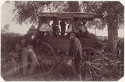 [Group with Horse-Drawn Carriage], Christian Barthelmess  American, Albumen silver print from glass negative