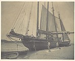 [Ships on a Beach with Two Long Boats and Two Men Sweeping], Rudolph Eickemeyer, Jr.  American, Platinum print