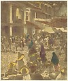 The Plaza, Market Day, Taxco, Mexico, Henry Ravell  American, Gum bichromate print with applied color